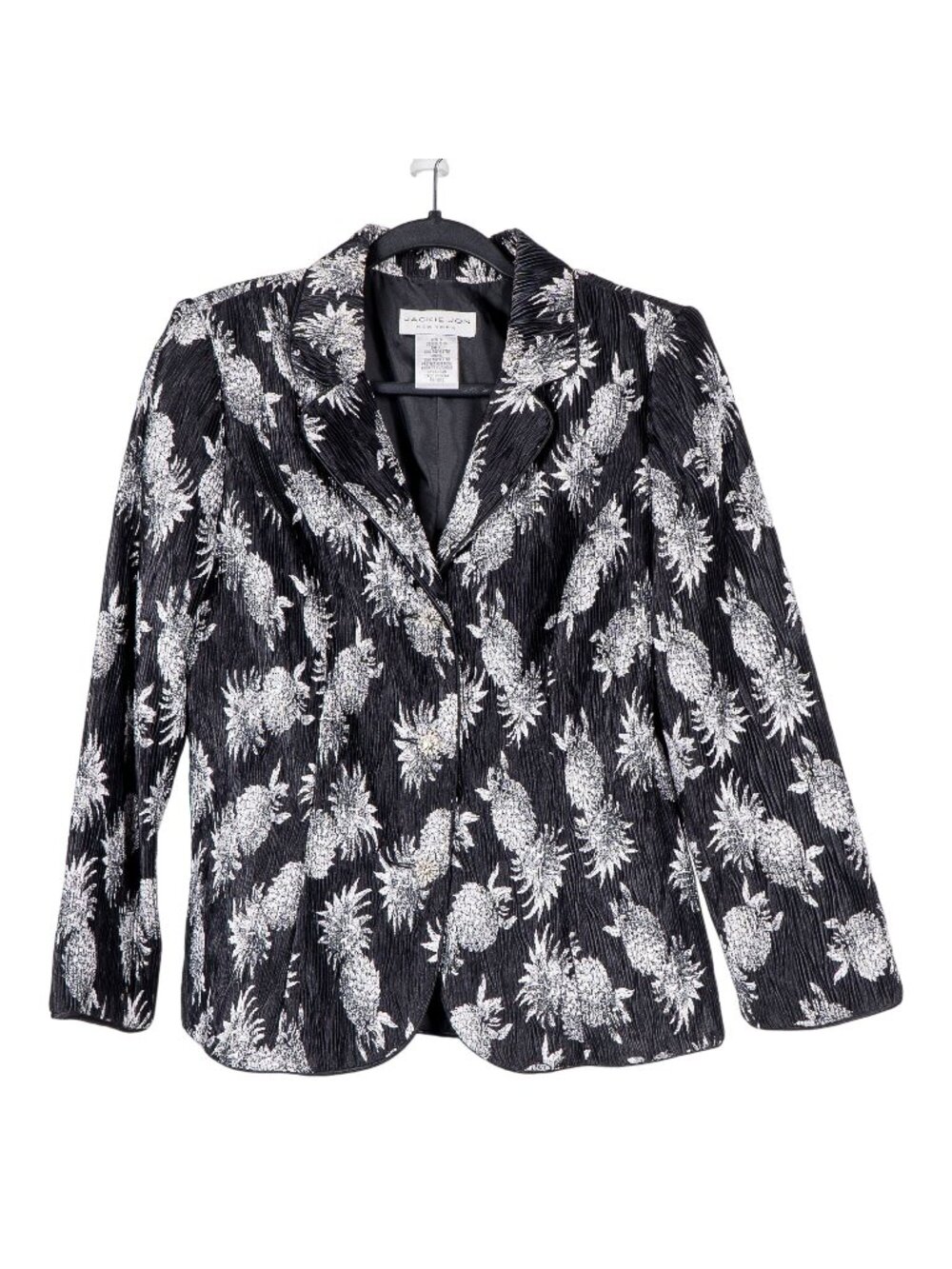 Pineapple Blazer 10 Womens Black White Textured Buttons Career Casual Pleated
